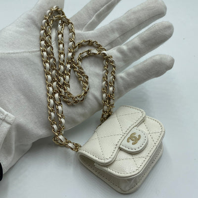 Chanel Caviar Quilted Airpods Case In White