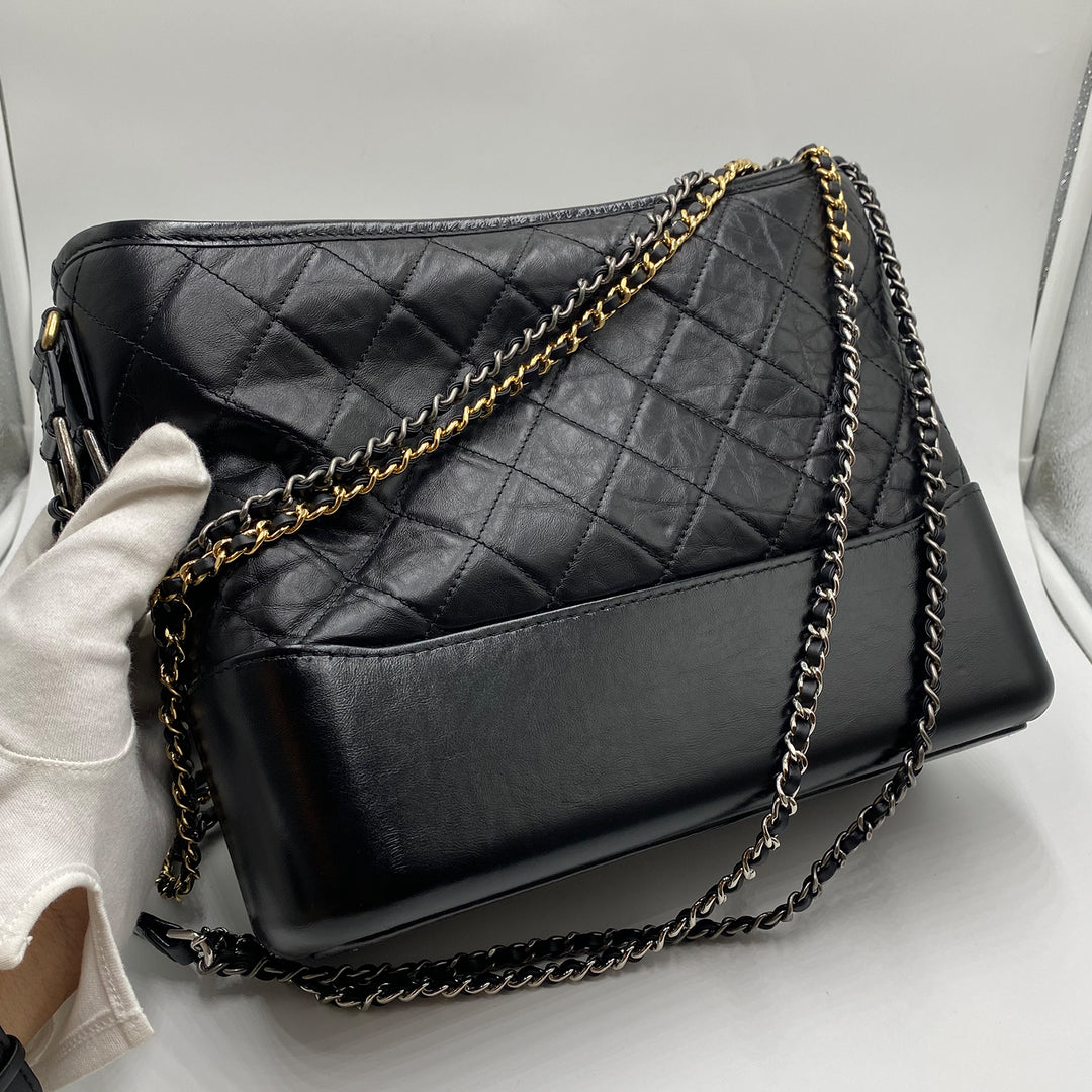 Chanel Gabrielle Large Hobo Calfskin Bag in Black