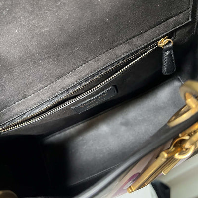 Dior Black Medium Lady D-lite Judgement Motherpeace Tarot Hand painted Leather Tote Bag