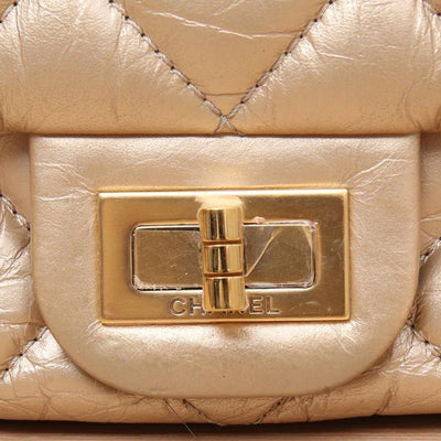 Chanel *Ultra Rare* Limited Edition Gold Calfskin 2.55 Mini 224 Reissue Hangar Flap Gold Hardware Bag