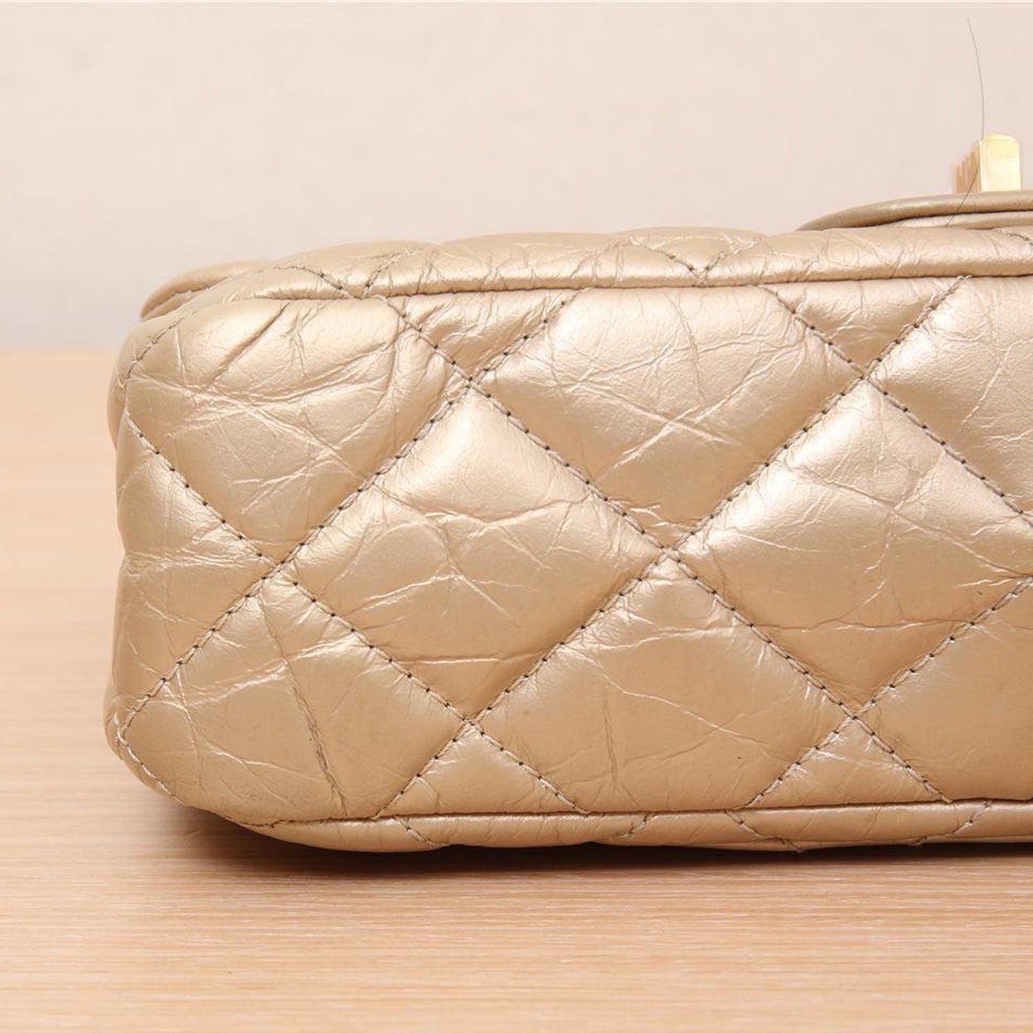 Chanel Grey Shiny Crumpled Calfskin Mini 2.55 Flap Bag Champagne Gold  Hardware, 2022 Available For Immediate Sale At Sotheby's