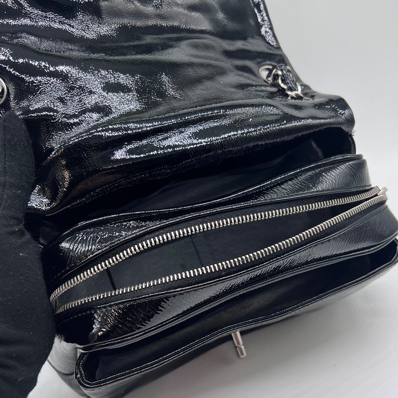 Chanel Black Patent Leather Luxe Ligne Medium Bowler Bag - Yoogi's Closet