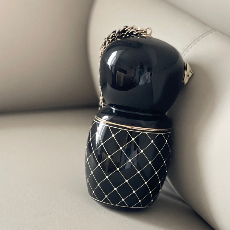 Chanel *Extreme Rare* Black Plexiglass & Enamel Paris-Shanghai China Doll Minaudière