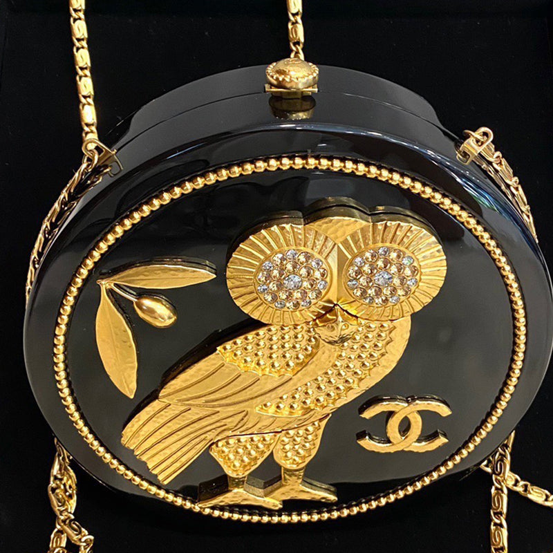 Chanel Limited Edition Black And Gold Acrylic And Strass Owl Evening Bag  Gold Hardware, Cruise 2018 Available For Immediate Sale At Sotheby's