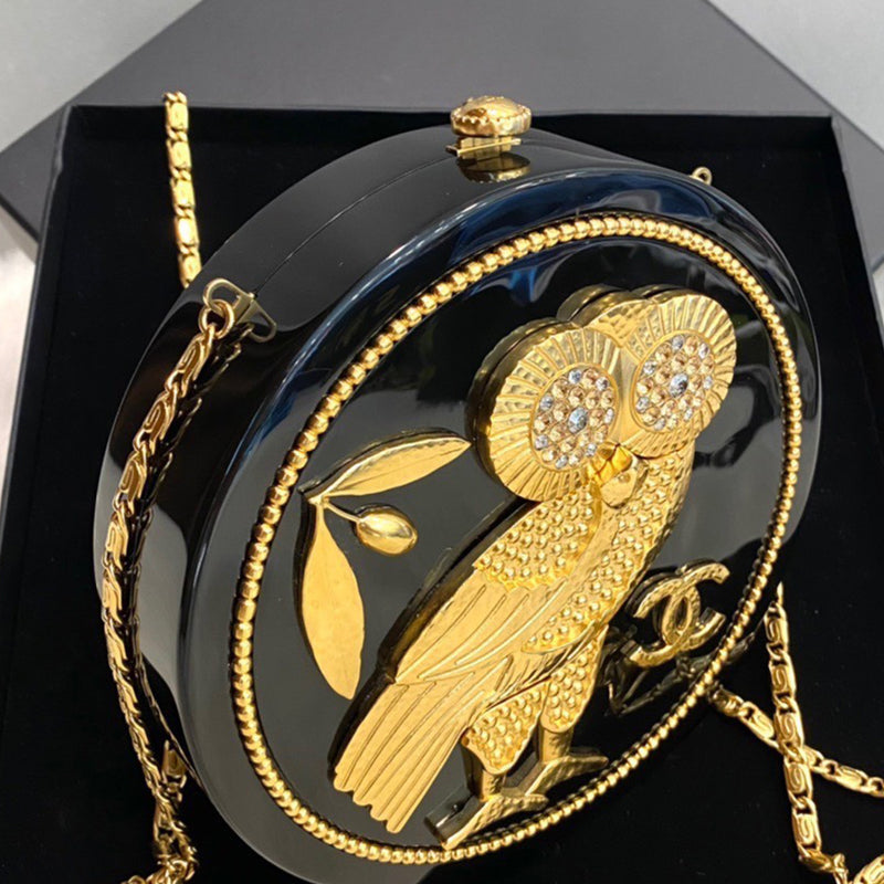 Chanel *Limited Edition* Runway Cruise 2018 Black Owl Lucite Clutch