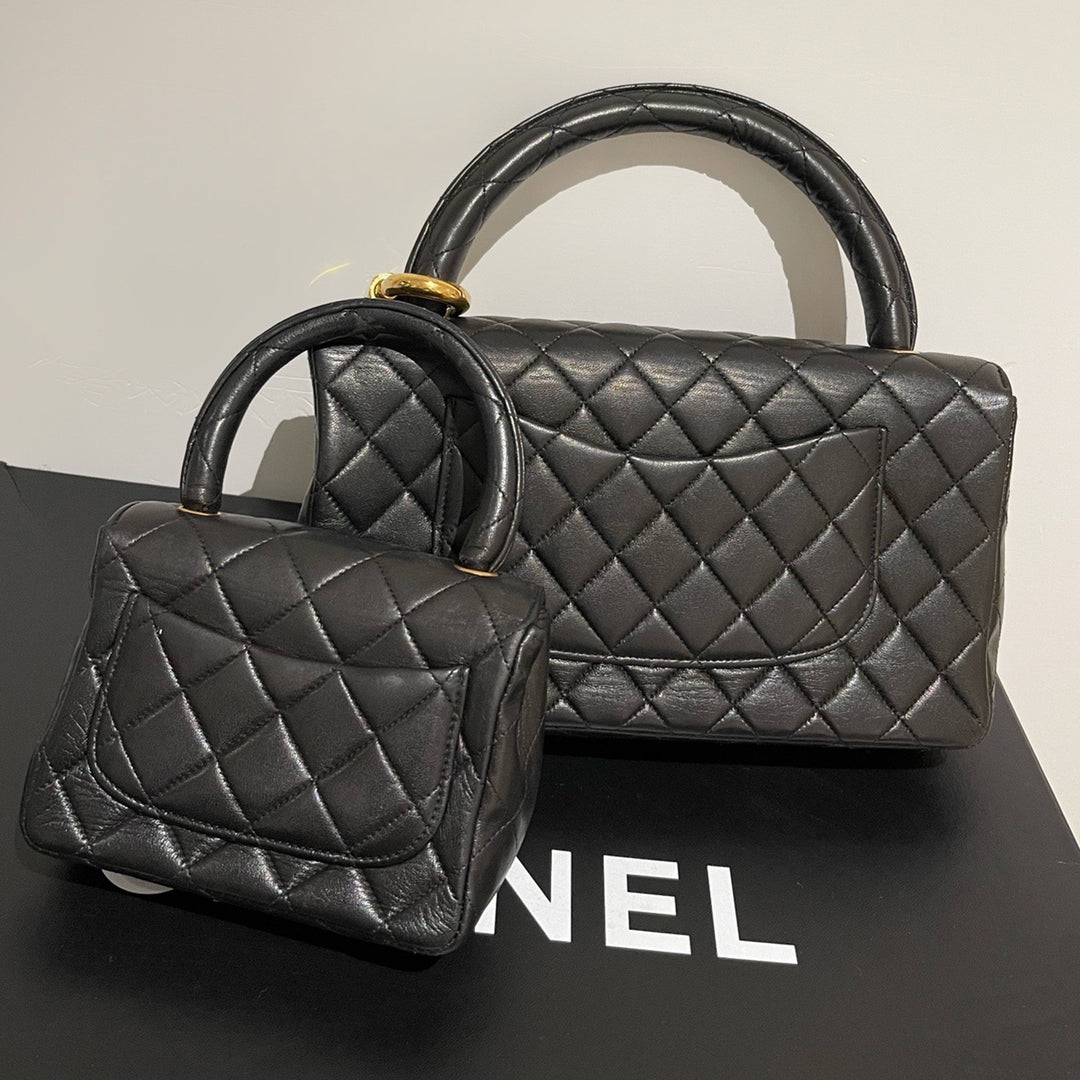 Chanel *Ultra Rare* Vintage Kelly Set Daughter and Mother In Black GHW