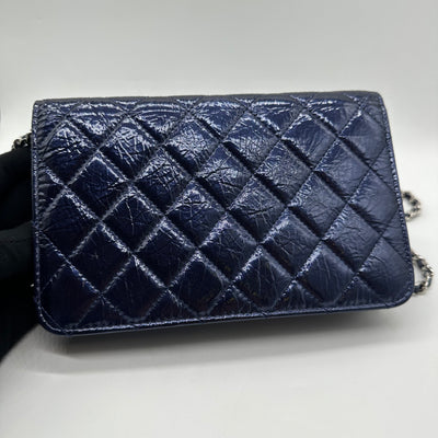 Chanel Navy Blue Wallet On Chain Patent Leather Shoulder Bag – Trésor  Vintage