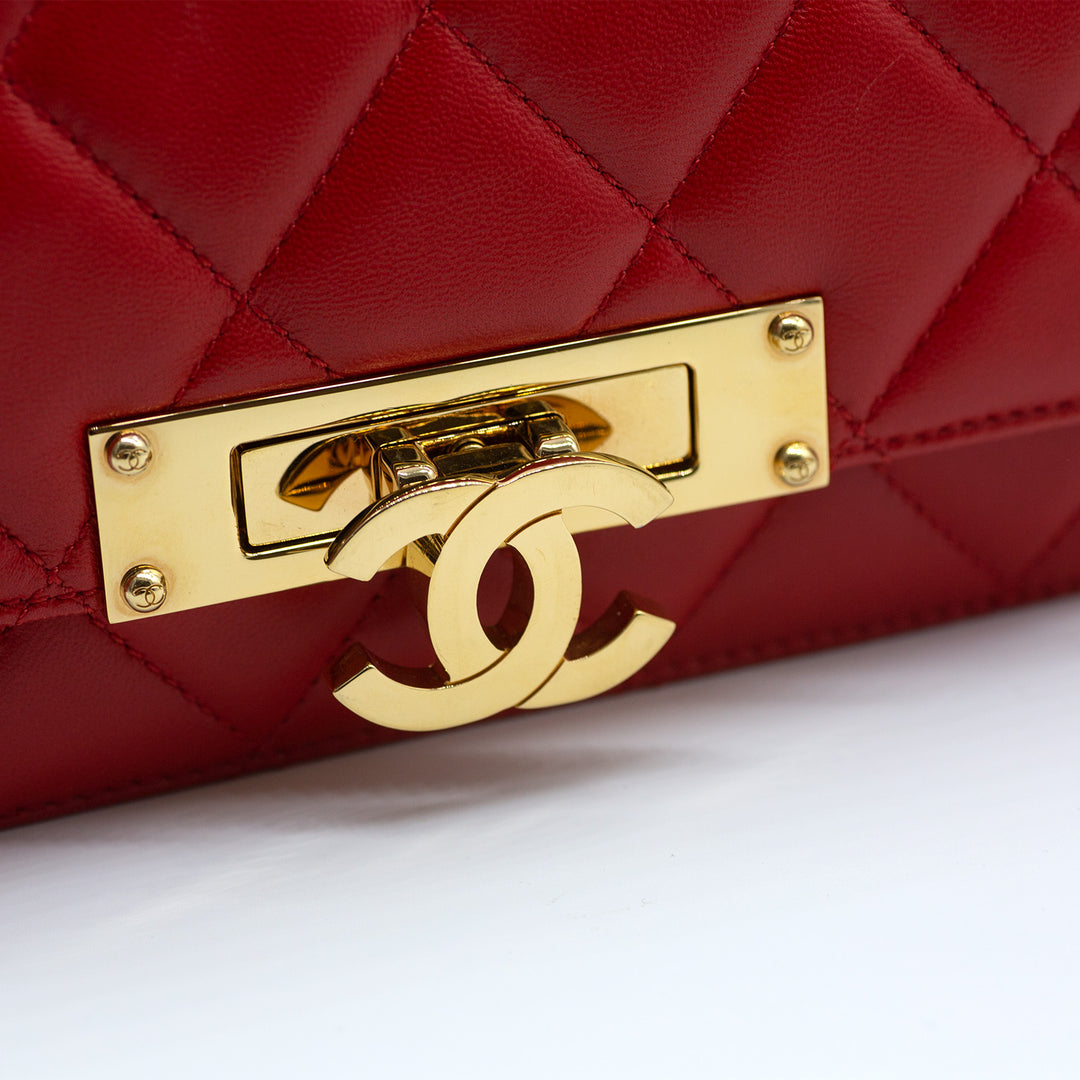 Chanel Red Lambskin Golden Class Double CC WOC