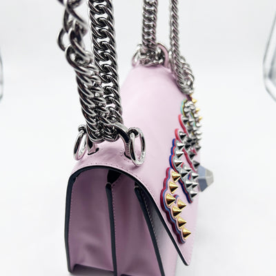 Fendi Leather Pink Multi Embellished Logo Kan I Bag