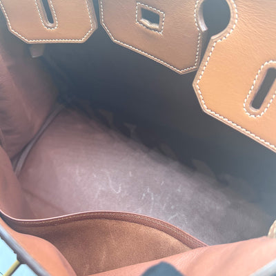 Hermès *Vintage* 1994 HAC32 Birkin Bag Toile and Fauve Barenia with Gold Hardware