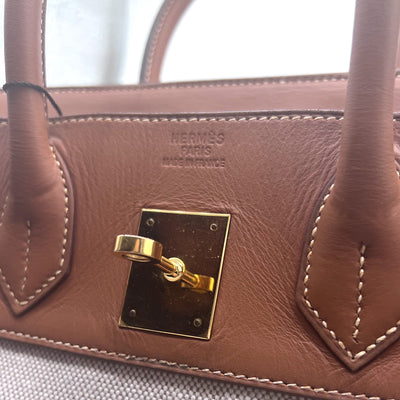 Hermès *Vintage* 1994 HAC32 Birkin Bag Toile and Fauve Barenia with Gold Hardware