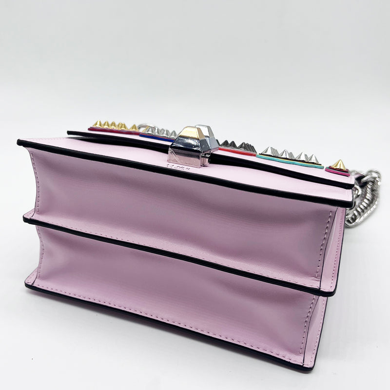 Fendi Leather Pink Multi Embellished Logo Kan I Bag