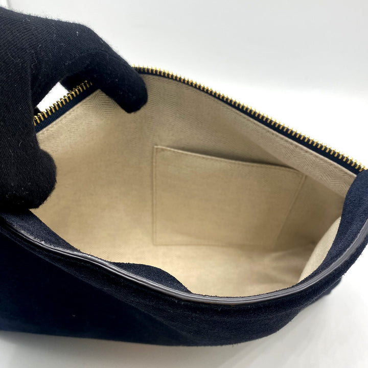 Loewe Suede Large T Pouch Navy And Red Zip Detail