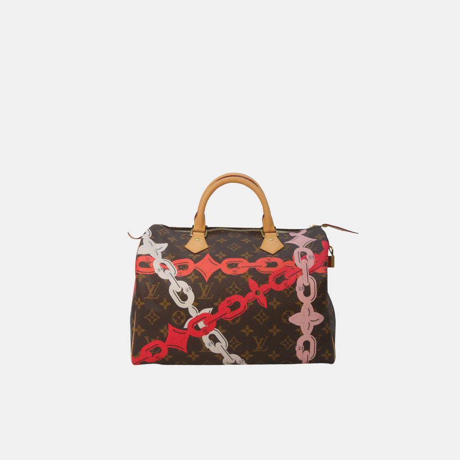 Louis Vuitton 2016 Bay Rose Ballerine Poppy Limited Edition Chain Flower Speedy Bag
