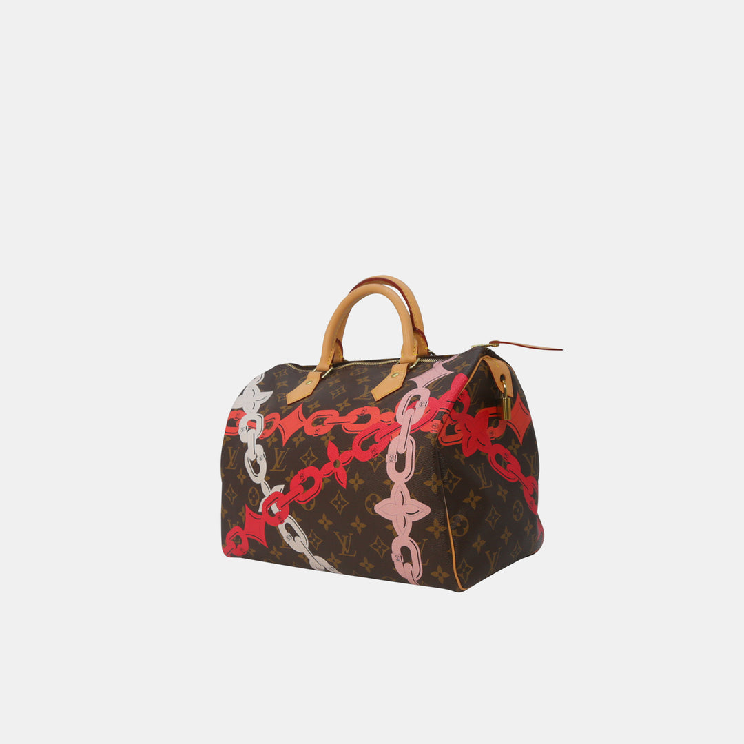 Louis Vuitton 2016 Bay Rose Ballerine Poppy Limited Edition Chain Flower Speedy Bag
