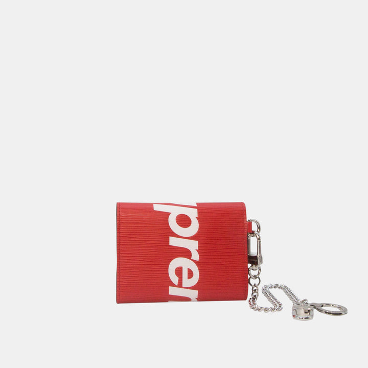 Supreme x Louis Vuitton Red Epi Leather Wallet with Chain Strap