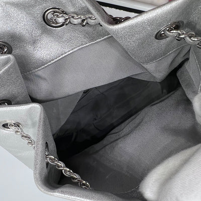 Chanel Metallic Lambskin Quilted In Seoul Backpack Silver